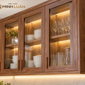 Tủ Bếp Gỗ Tự Nhiên Chữ L Có Tủ Trên Kính Hiện Đại 6 Tủ Bếp Gỗ Tự Nhiên Chữ L Có Tủ Trên Kính Hiện Đại - Ảnh 3