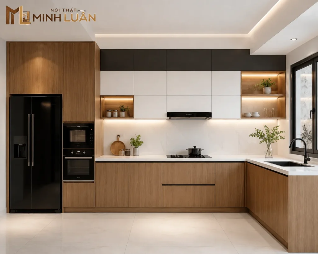 Mẫu Nội Thất Nhà Bếp bằng gỗ theo phong cách hiện đại