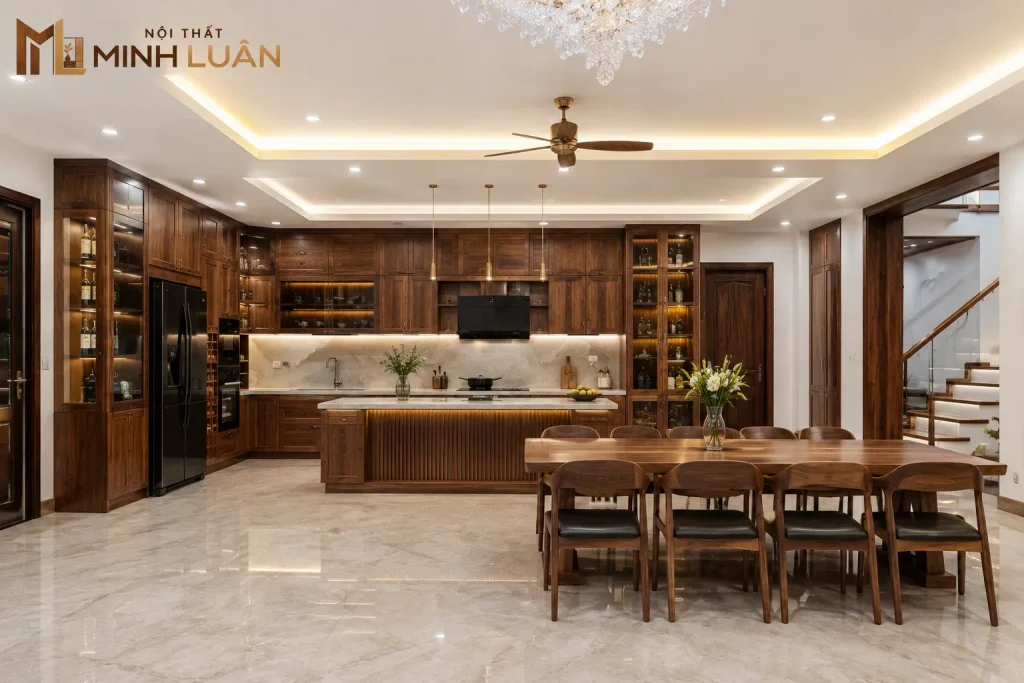 Mẫu Nội Thất Nhà Bếp bằng gỗ do Nội thất Gỗ Minh Luân thiết kế