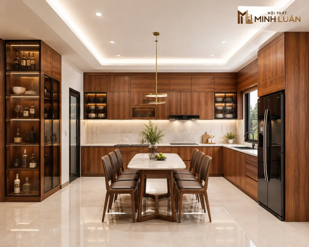Nội Thất Nhà Bếp bằng gỗ được thiết kế hiện đại, tiện nghi và đồng bộ