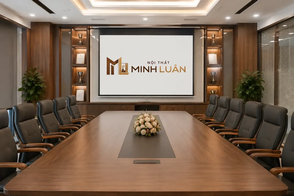 Bàn họp văn phòng bằng gỗ được thiết kế theo số lượng người sử dụng