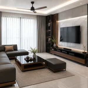 Phòng khách phong cách hiện đại với thiết kế tối giản