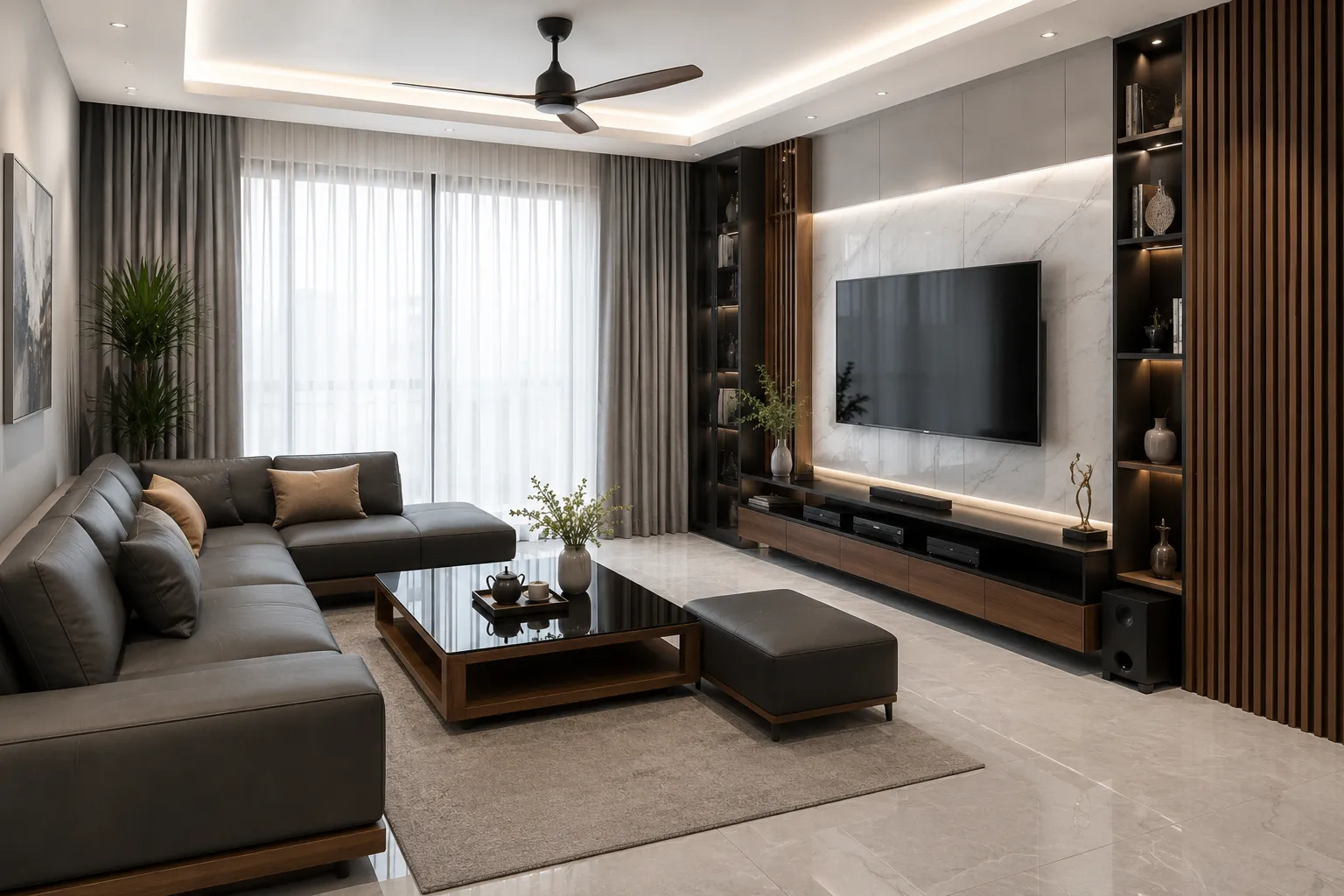 Phòng khách phong cách hiện đại với thiết kế tối giản