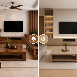 Nội Thất Phòng Khách 8 So sánh lựa chọn gỗ tự nhiên và gỗ công nghiệp cho phòng khách