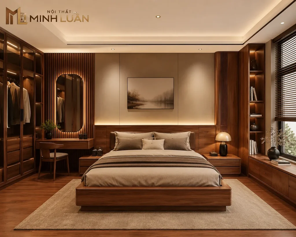 Nội Thất Phòng Ngủ bằng gỗ tạo cảm giác ấm áp và gần gũi
