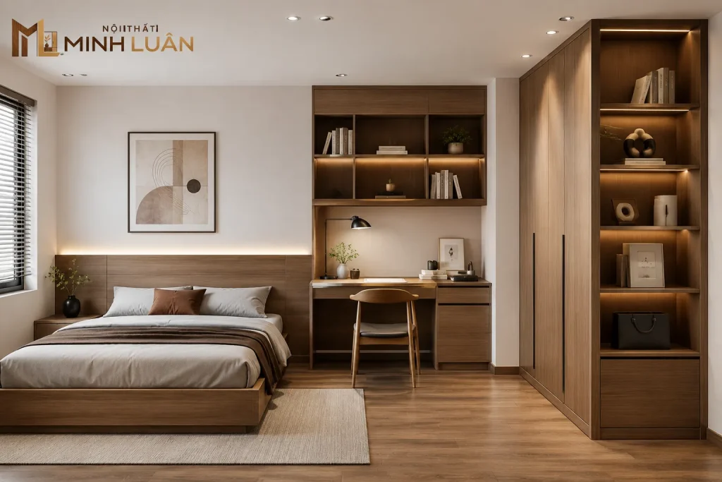 Thiết kế nội thất gỗ phòng ngủ tối ưu công năng và diện tích sử dụng