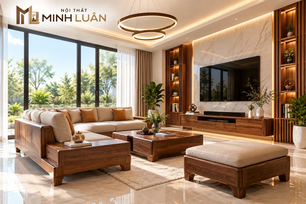 Nội Thất Phòng Khách 33 Ánh sáng tự nhiên và hệ thống đèn giúp phòng khách có chiều sâu