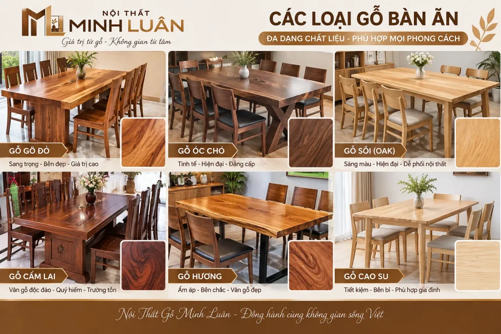 Vân gỗ và màu sắc là yếu tố tạo nên vẻ đẹp riêng của bộ bàn ăn
