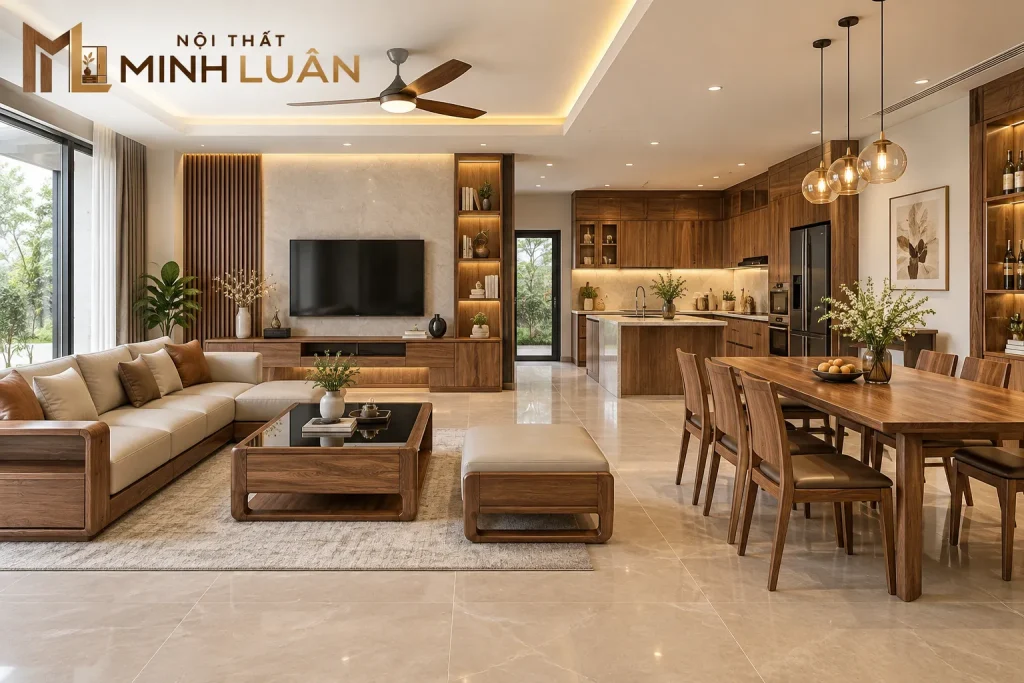 Nên Chọn Gỗ Tự Nhiên Hay Gỗ Công Nghiệp? Ưu Nhược Điểm 2 Nội thất gỗ tự nhiên và gỗ công nghiệp được ứng dụng linh hoạt trong không gian nhà ở