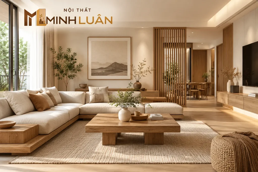 Xu Hướng Nội Thất Gỗ Hiện Đại 2026: Tự Nhiên, Tinh Gọn 15 Phong cách tối giản ấm kết hợp nội thất gỗ với gam màu trung tính và vật liệu tự nhiên.
