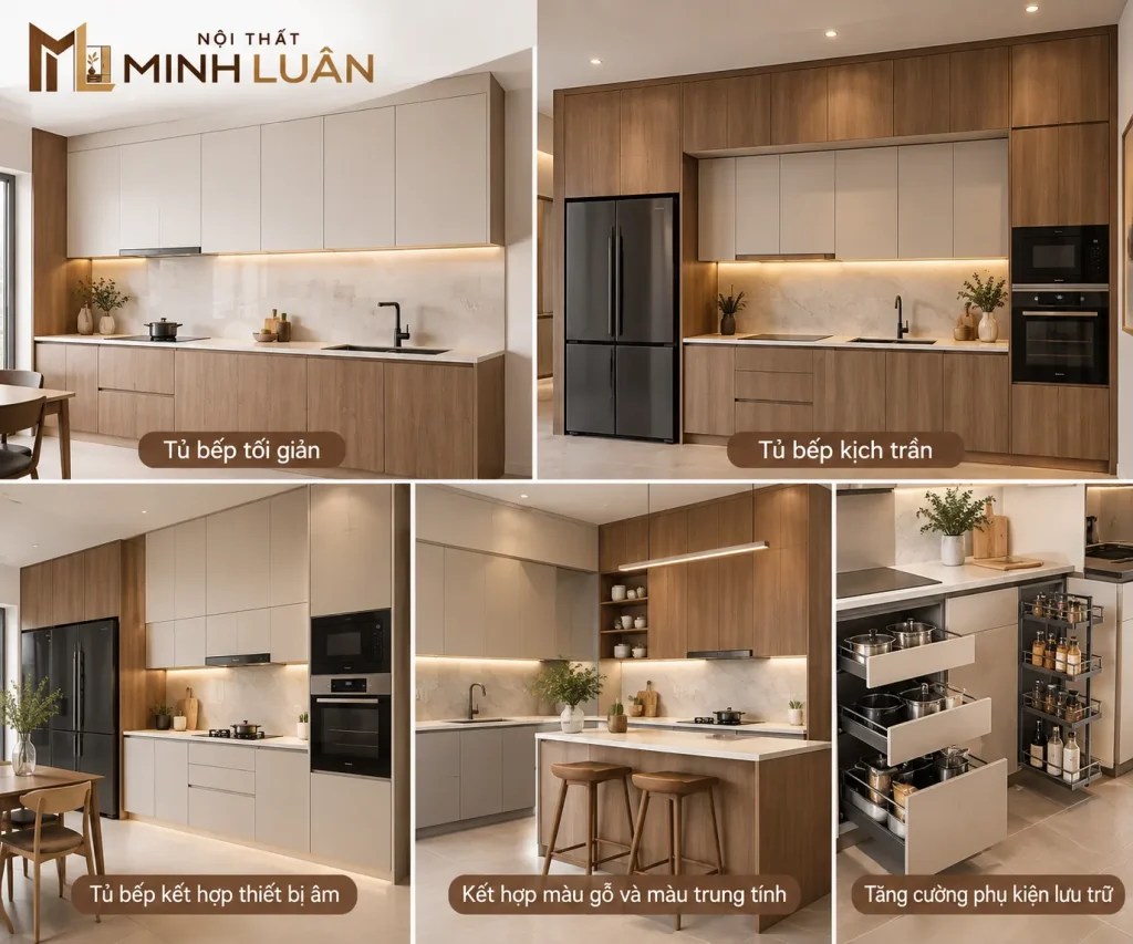 Tủ bếp được thiết kế phù hợp với không gian và nhu cầu sử dụng tại Nội thất Gỗ Minh Luân