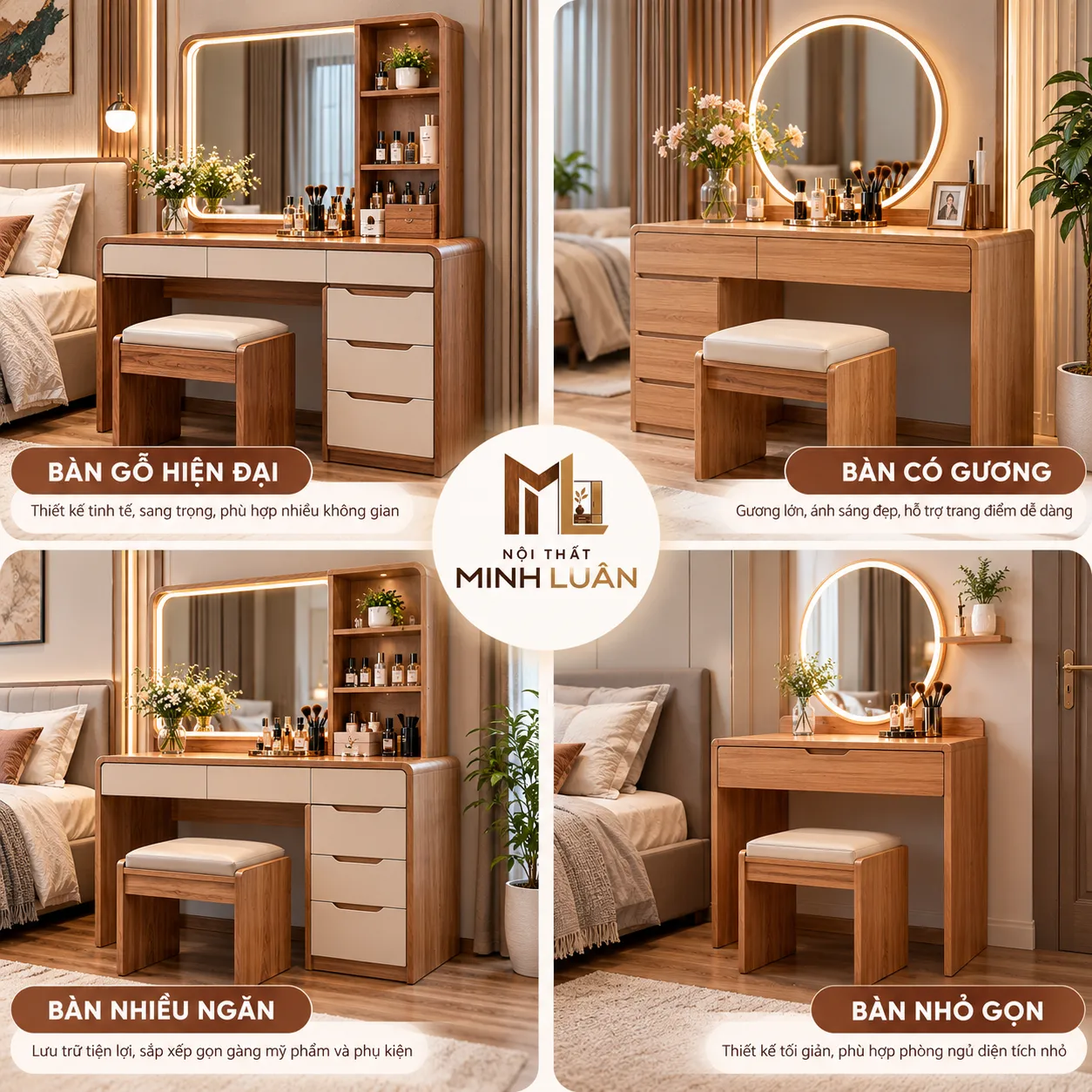 Các mẫu bàn trang điểm đẹp, đa dạng kiểu dáng