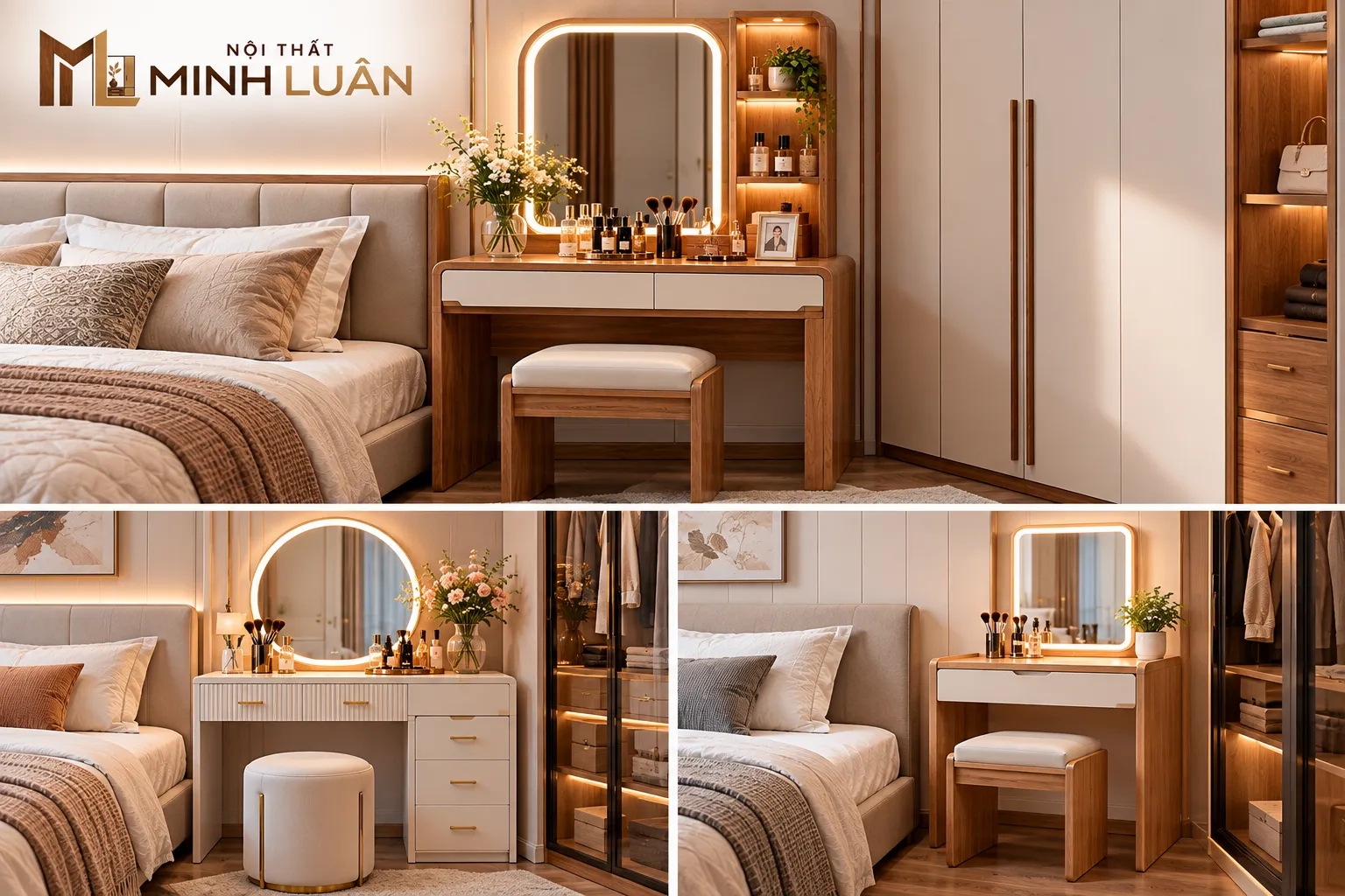 Bố trí bàn trang điểm hài hòa trong phòng ngủ
